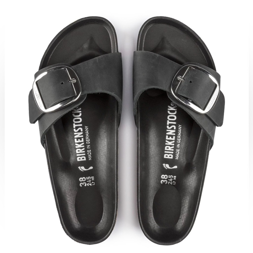 Birkenstock Madrid Black Leather Sandals NWOT